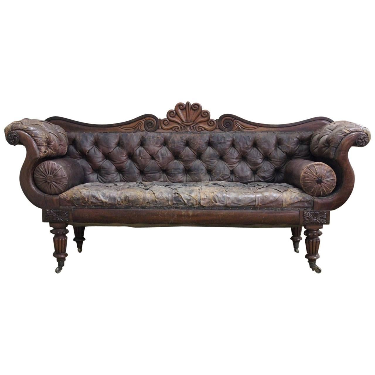Superb 19th Century English Country House Leather Sofa