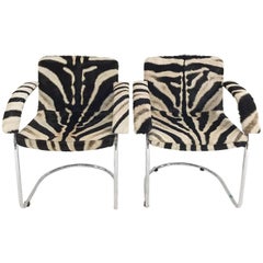 Giovanni Offredi for Saporiti Lens Chairs Restored in Zebra Hide, Pair
