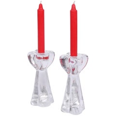 Vintage Pair of French Baccarat Candle Sticks