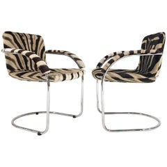 Giovanni Offredi for Saporiti Lens Chairs Restored in Zebra Hide, Pair