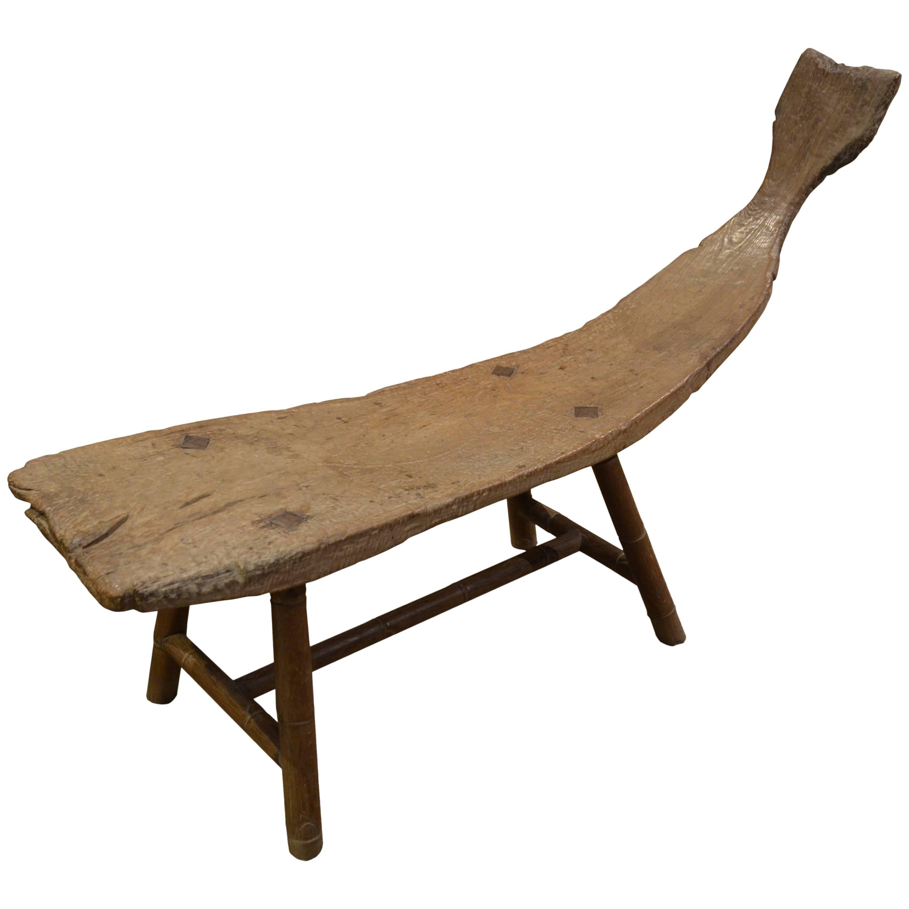 Andrianna Shamaris Museum Quality Wabi-Sabi Teak Wood Bench For Sale