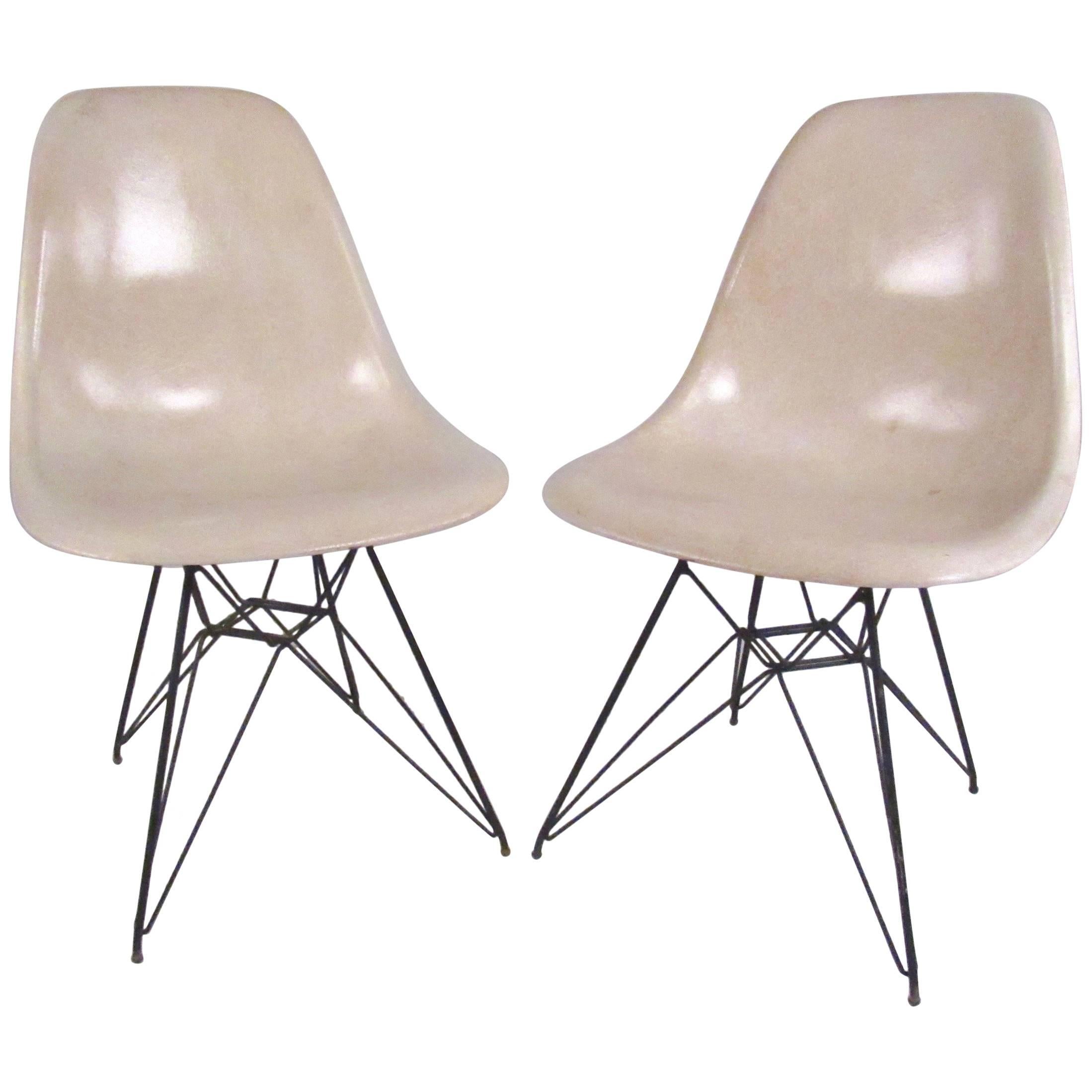 Vintage Charles Eames Eiffel Tower Fiberglass Side Chairs for Herman Miller