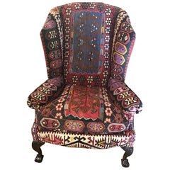 Magnifique fauteuil Kilim George Smith Wing Chair