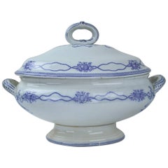 Sopera Victoriana Antigua Azul y Blanca