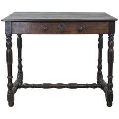 18th Century Welsh Oak Side Table, Turned Legs and Supports