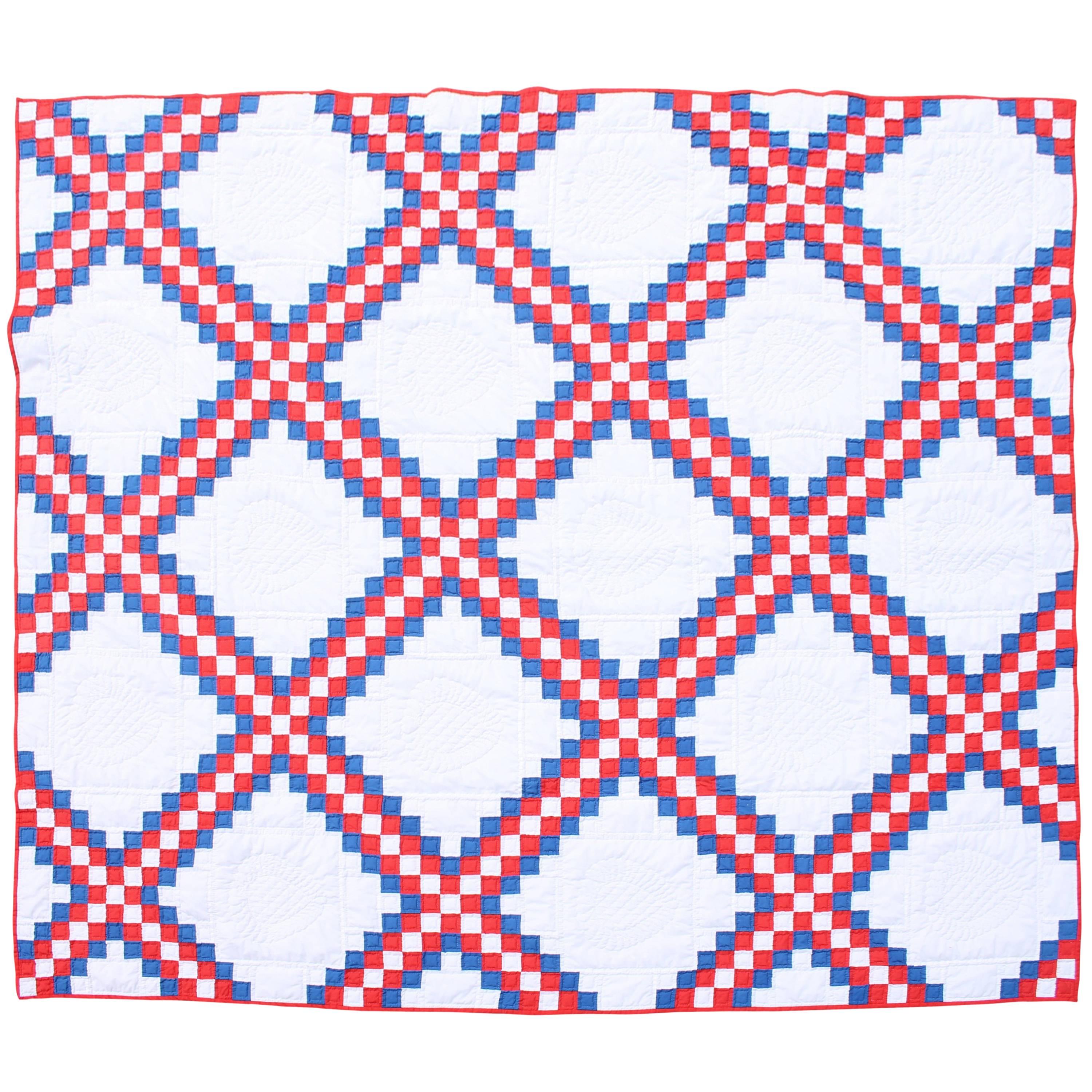 Patriotic Quilt in Triple Irish Chain Pattern