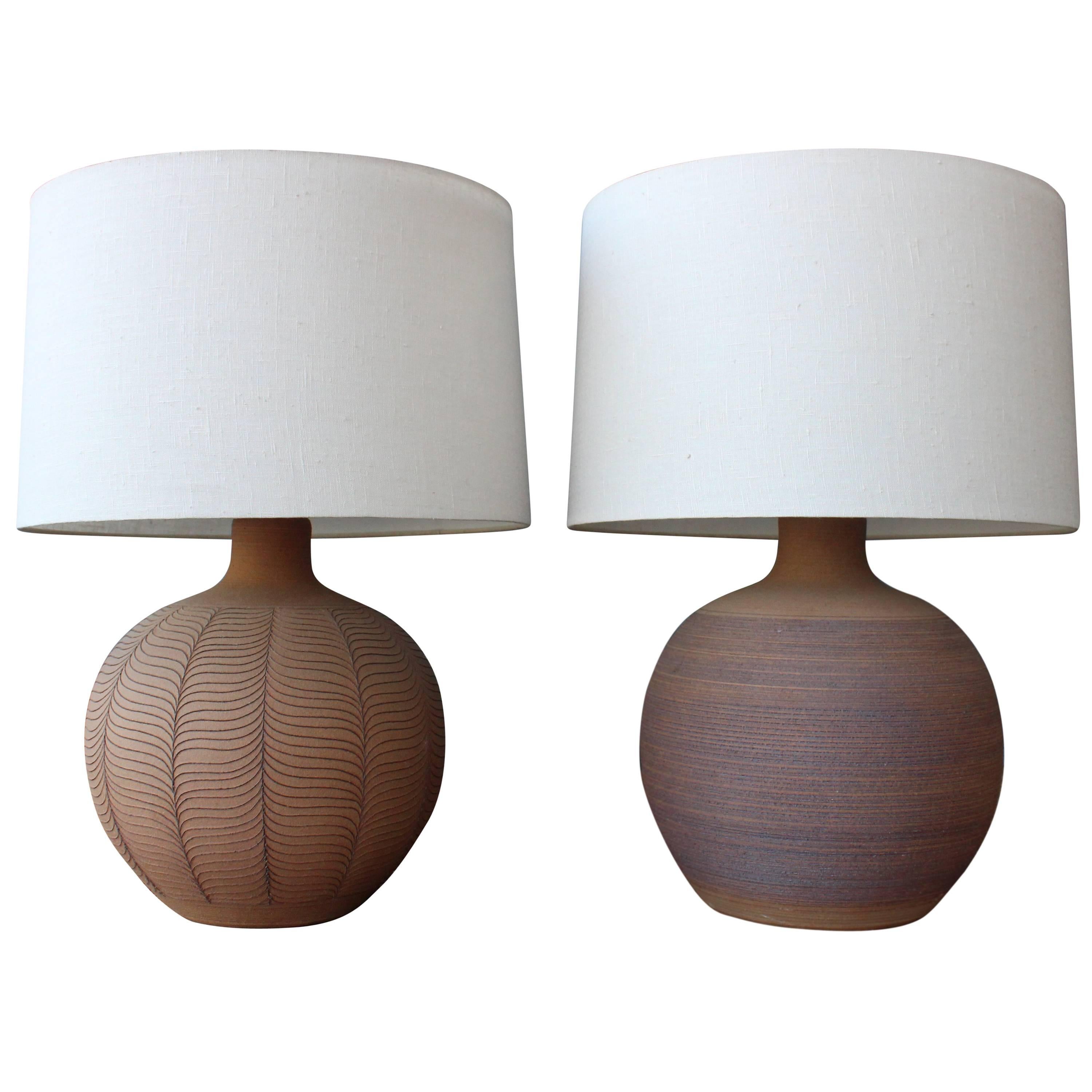 Pair of 1970s Studio Pottery Table Lamps