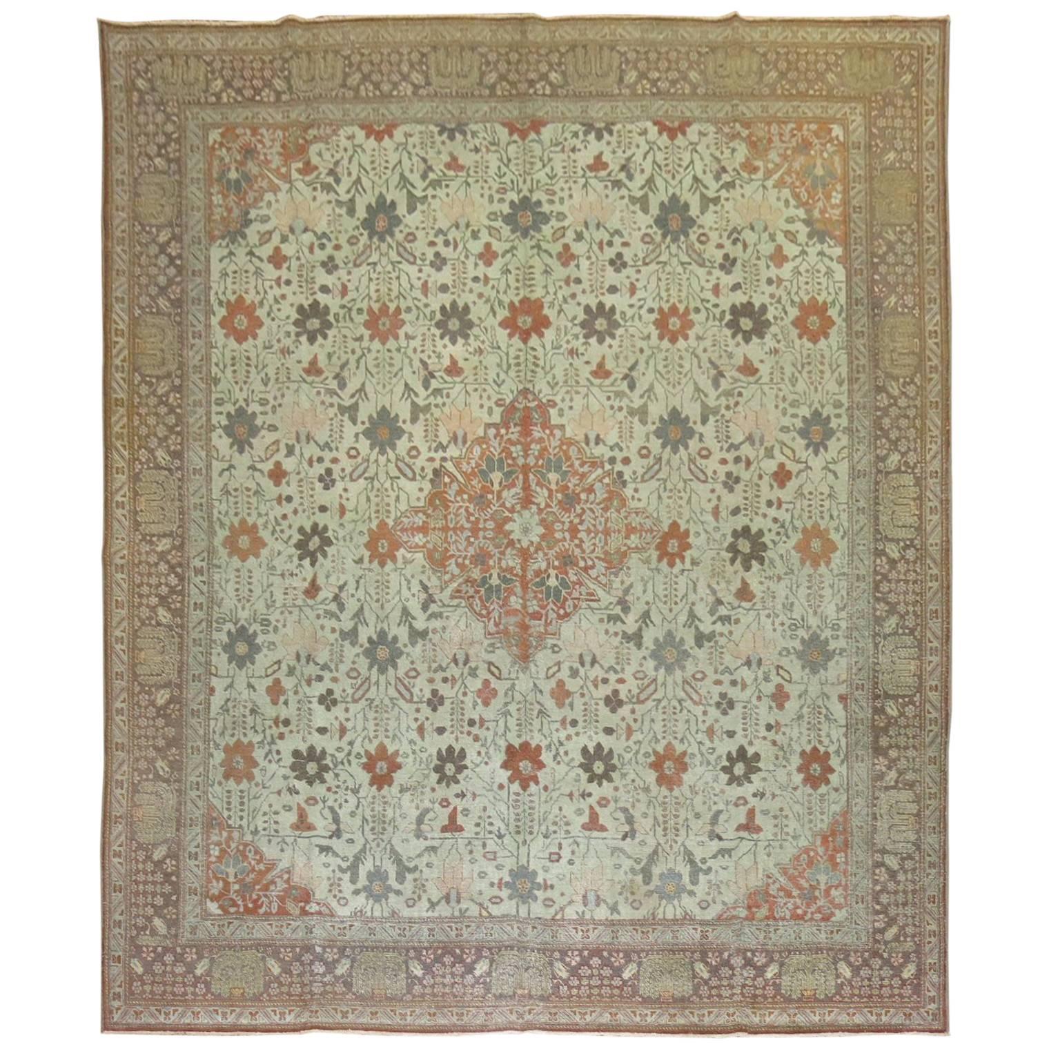 Antique Persian Tabriz Autumn Style Rug For Sale