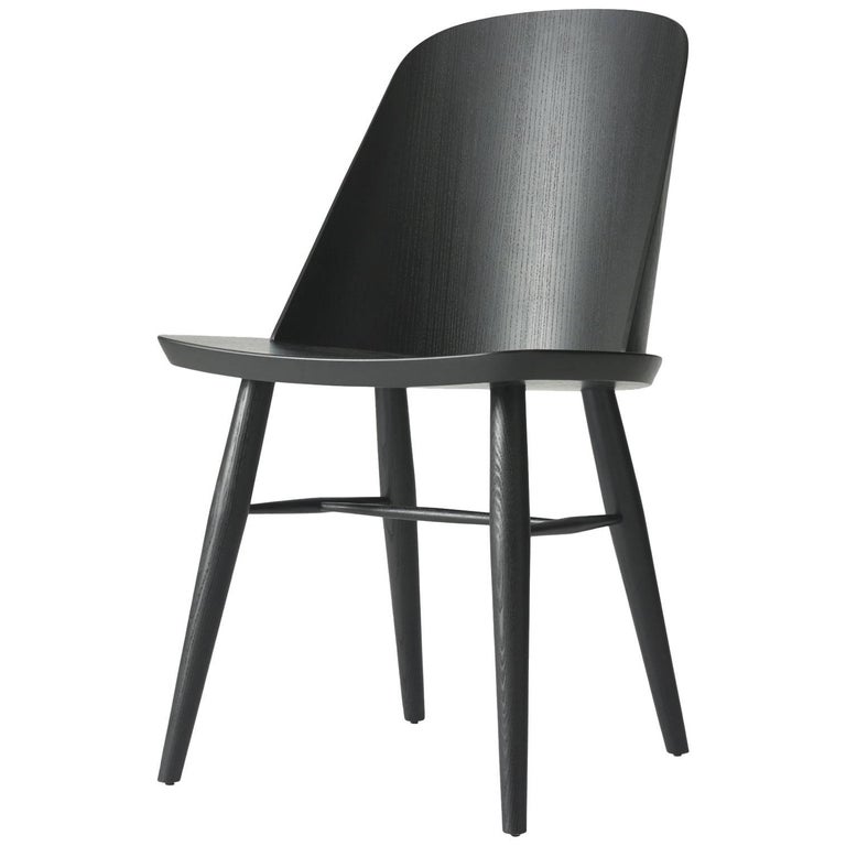 Synnes Dining Chair by Falke Svatun, Black Ash, Swappable Glides For