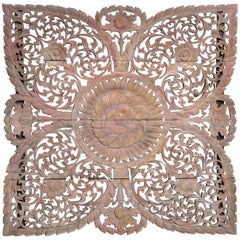 Carved Wall Panel with Flower Motifs