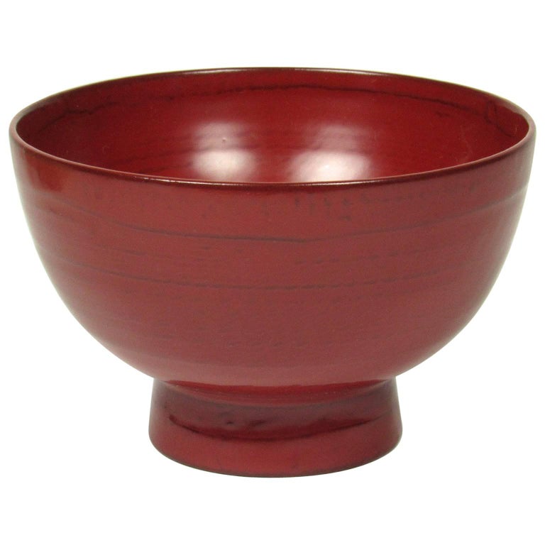 Oba Yoshiro Japanese Red Lacquer Bowl For Sale at 1stdibs