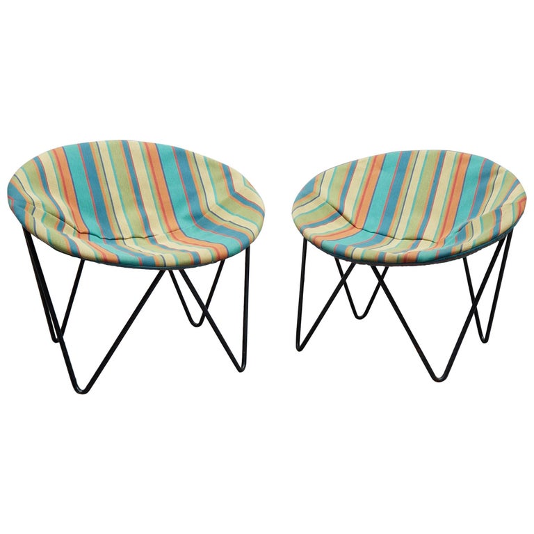 Pair of MidCentury Modern Wrought Iron Children's Hoop Chairs at 1stDibs