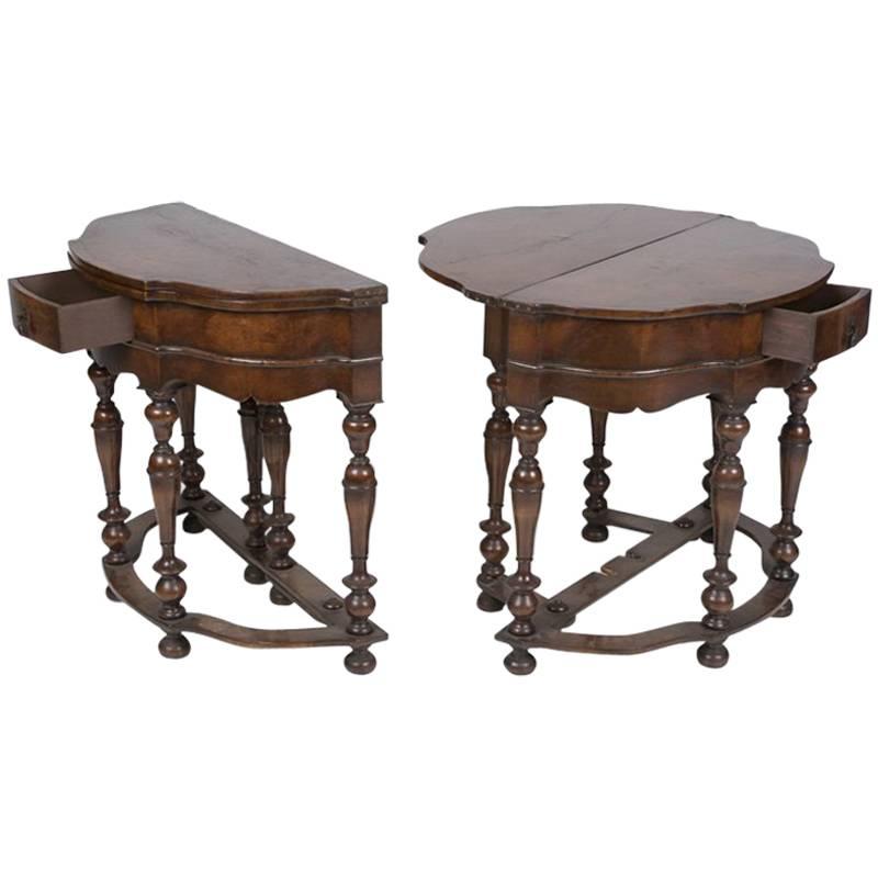 Pair of English William and Mary Style Side Tables