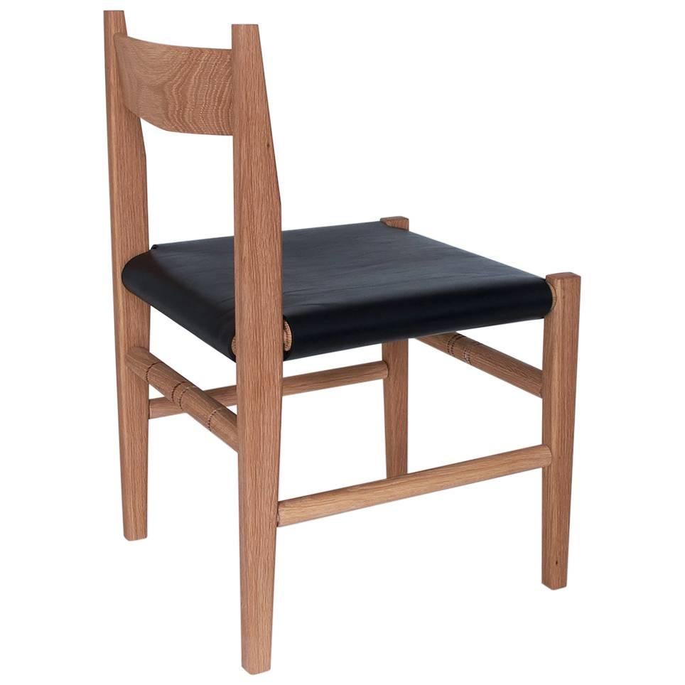 Silo Dining Chair by Fern, Wood Chair with Wood, Leather or Hickory Bark Seat For Sale