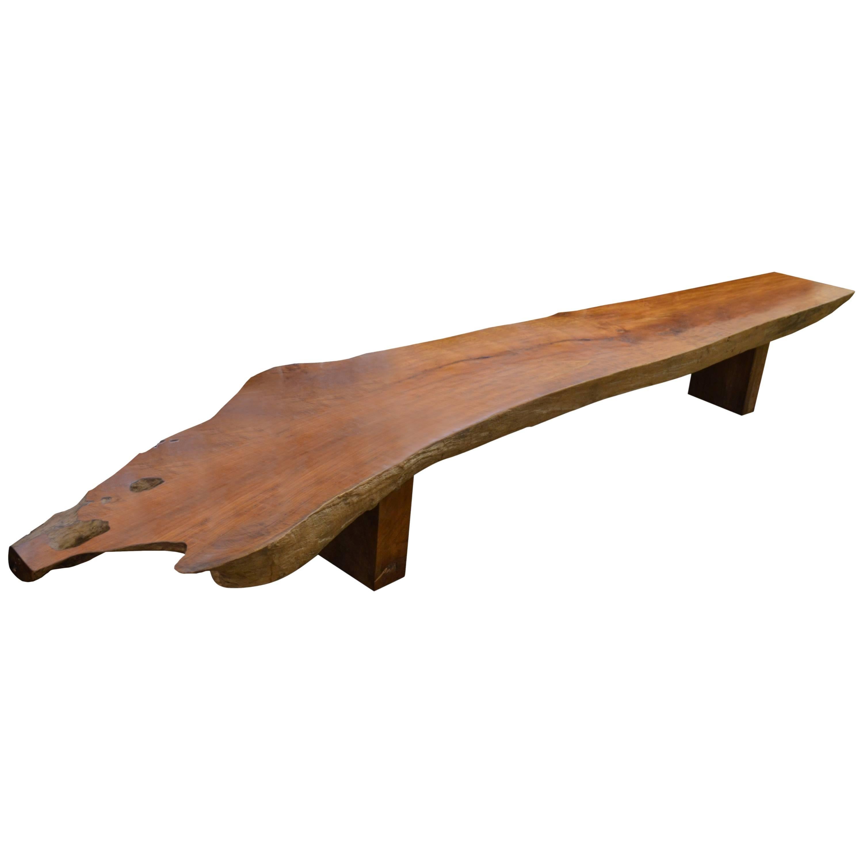 Andrianna Shamaris Single Slab Teak Wood Coffee Table or Bench