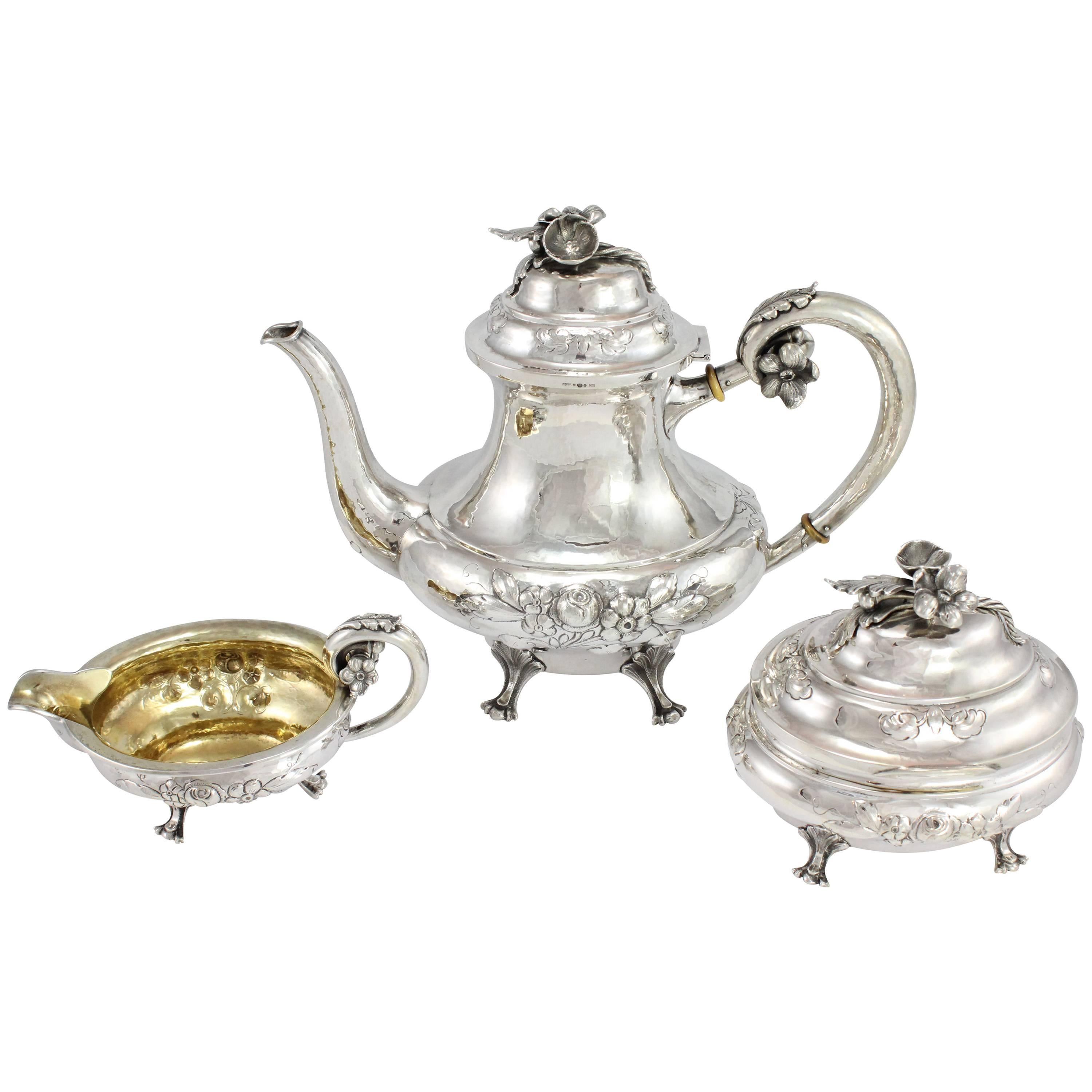 Three-Piece Sterling Silver Coffee Set by Guldsmedsbolaget For Sale