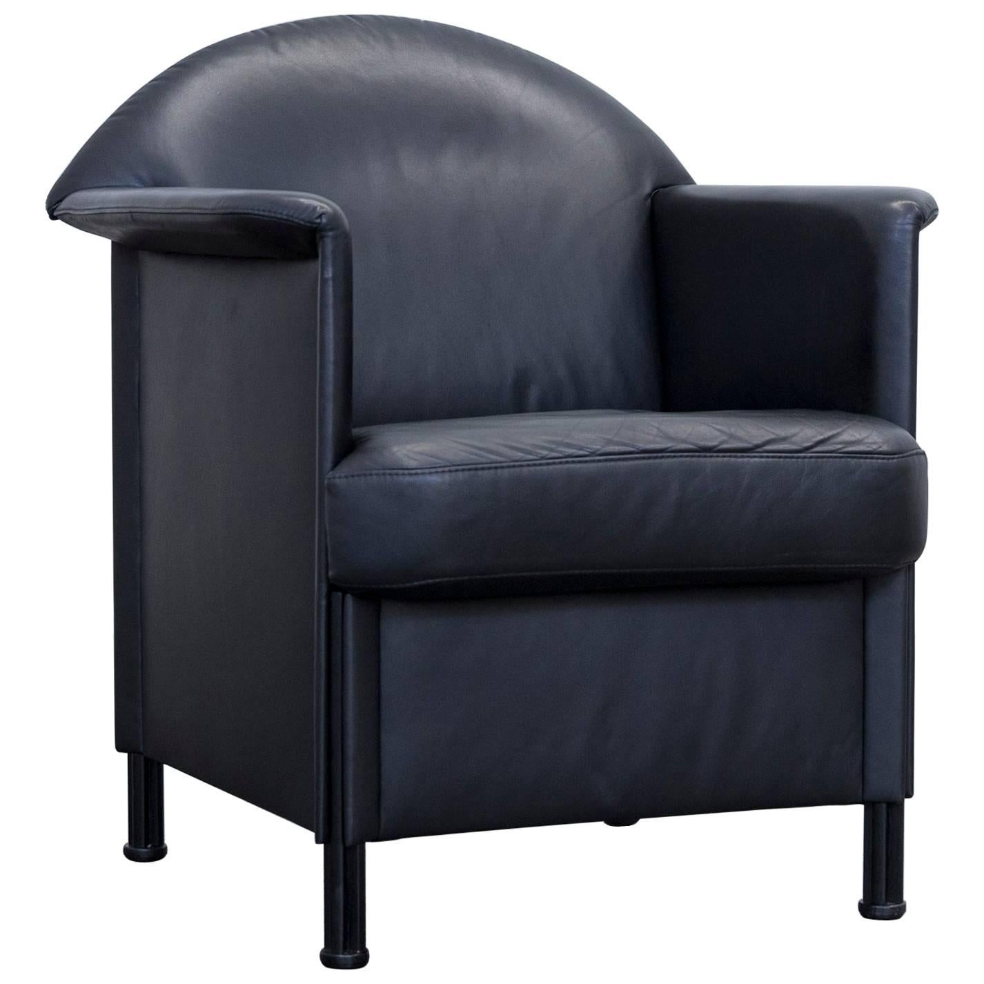 COR Designer Armchair Leather Black One-Seat Couch Modern For Sale