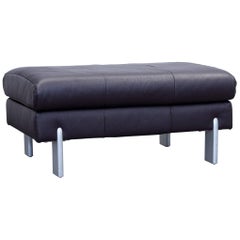 Rolf Benz Footstool Leather Aubergine Violett One-Seat Footrest Couch Modern