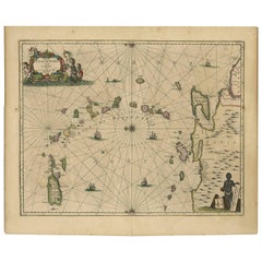 Antique Map of the Caribbean Islands by J. Jansson, circa 1650