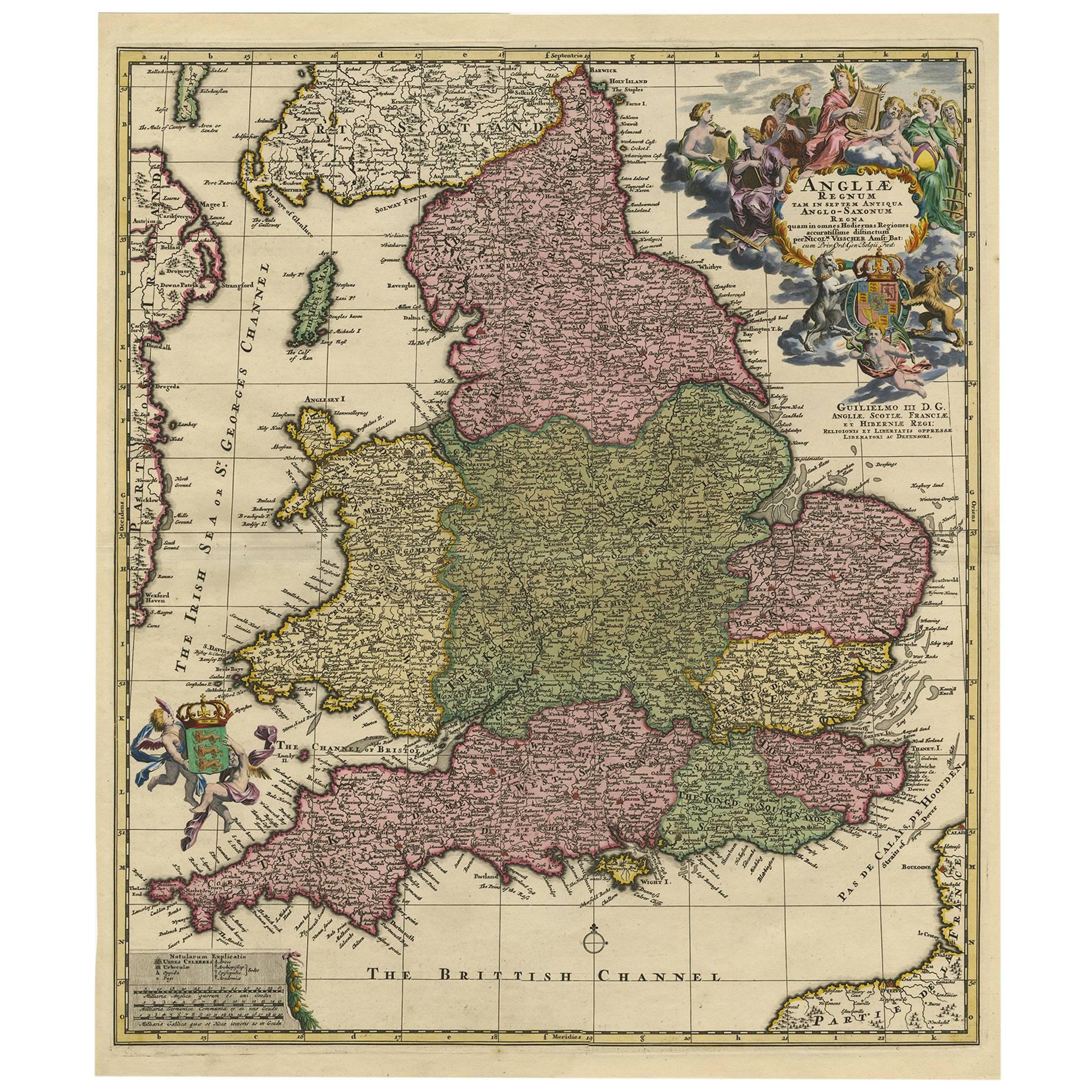 Antique Map of England by N. Visscher II, 1694