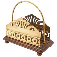 Edwardian Brass and Oak Letter Rack, circa 1905