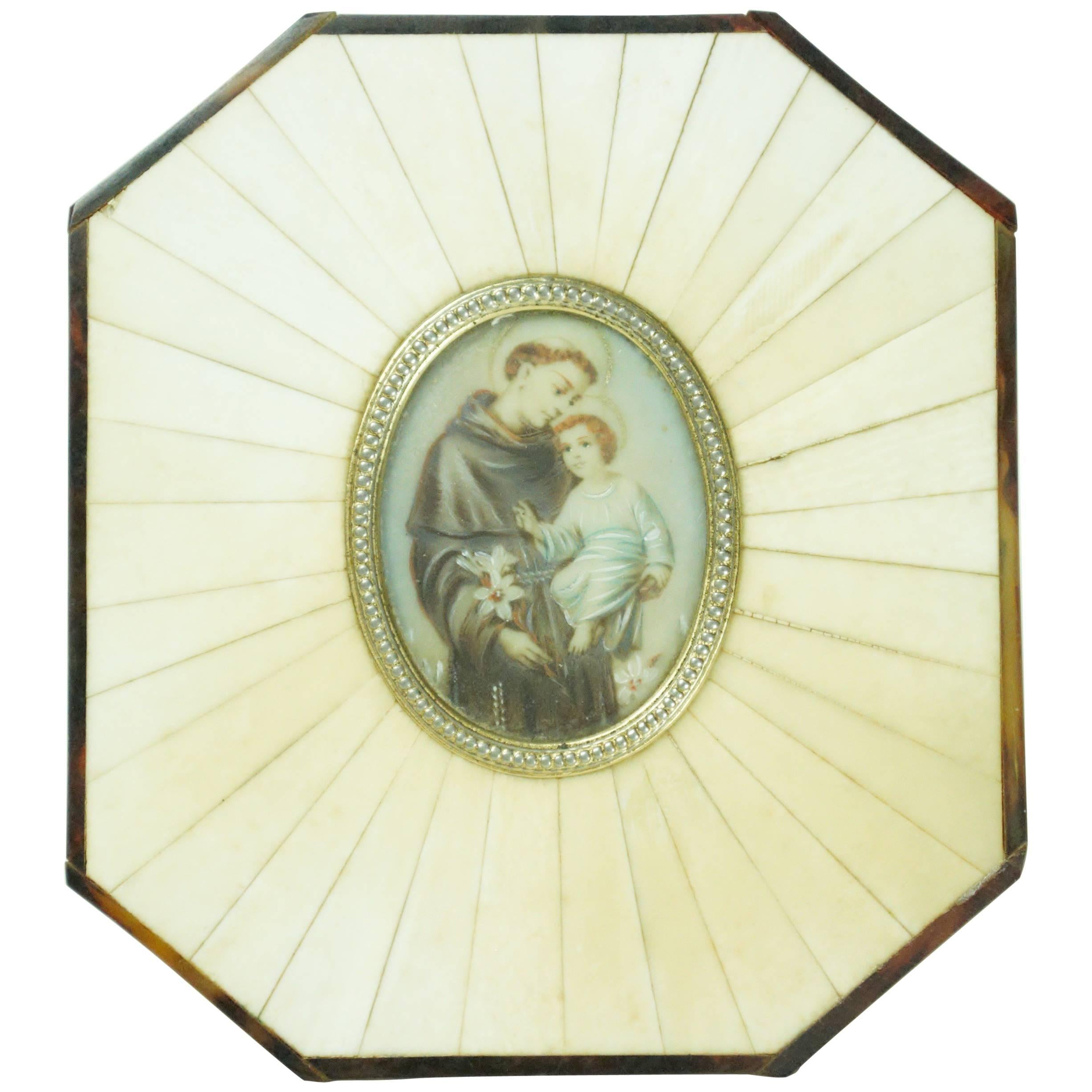 Pianted Miniature of Saint Anthony and Christ Child For Sale