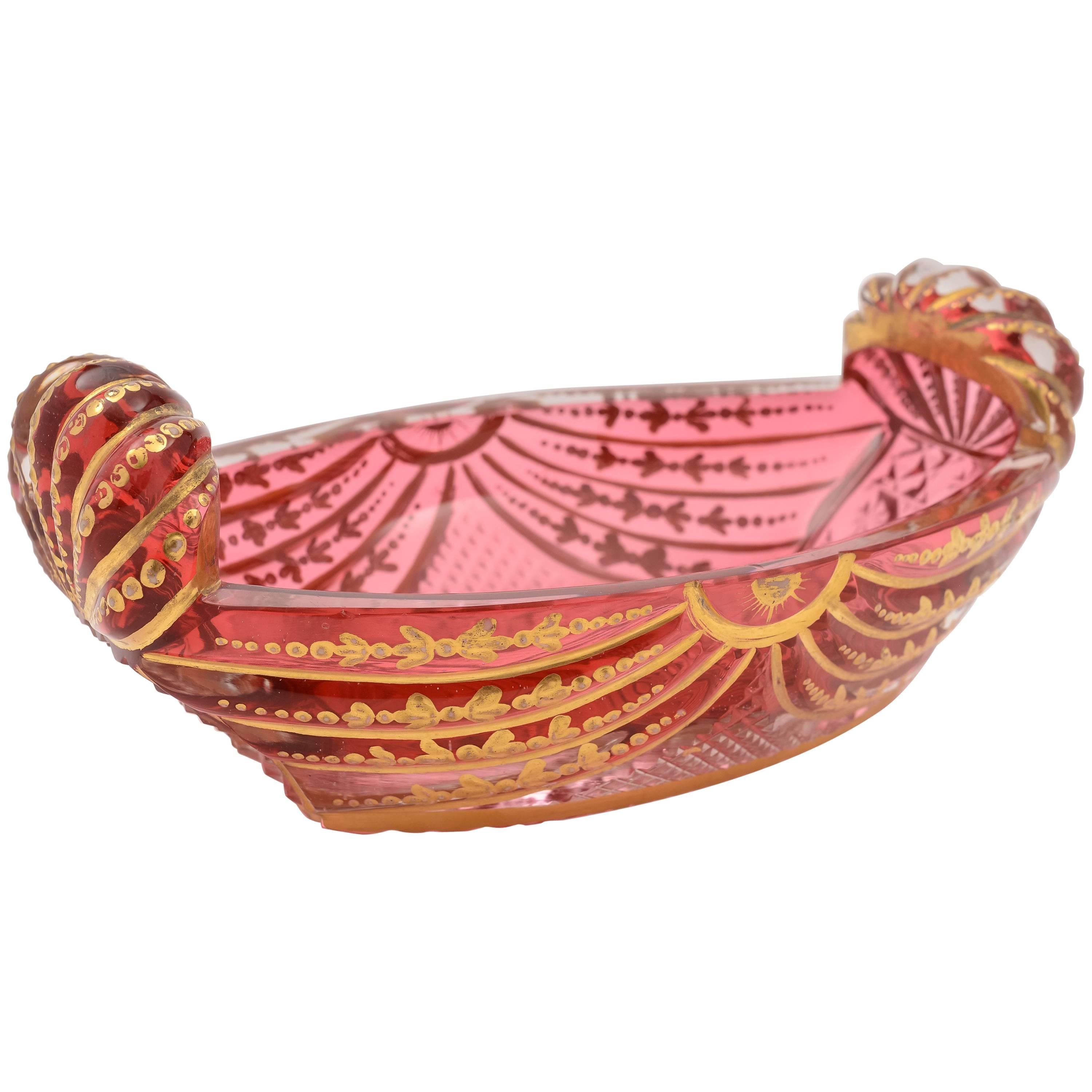 Regency Cranberry Glass Bon Bon Dish, circa 1830 For Sale