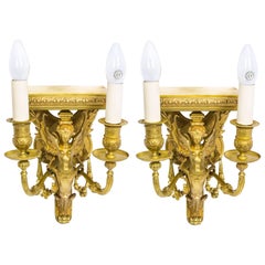 Early 20th Century Pair of French Art Nouveau Ormolu Wall Lights Pedestals