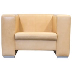 Machalke Designer Clubchair Leather Crème Beige Three-Seat Couch Modern