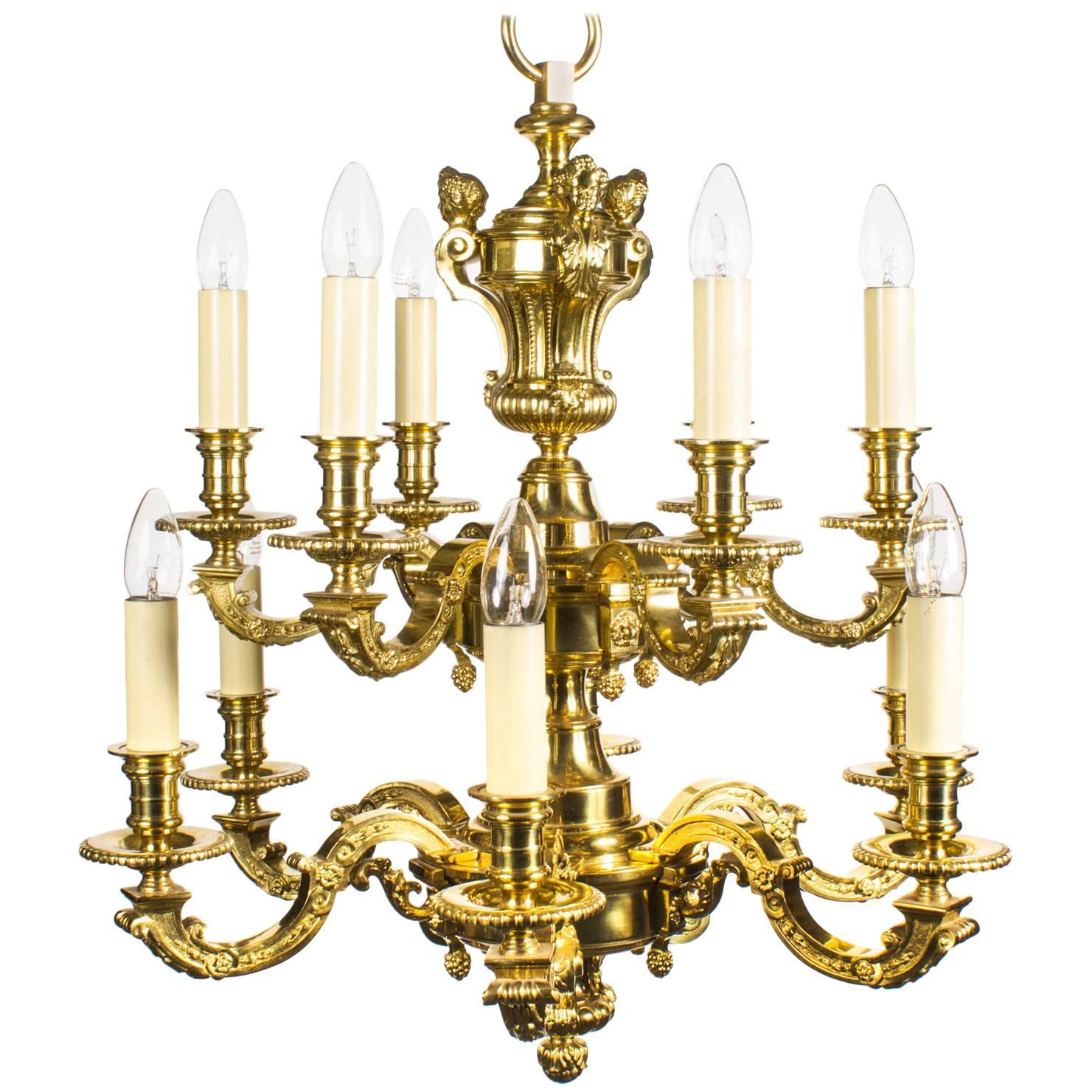 Early 20th Century French Louis XIV Style Twelve Branch Ormolu Chandelier