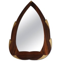 Highly Stylish Wooden Art Deco Mirror with Hand-Painted Golden Color Elements