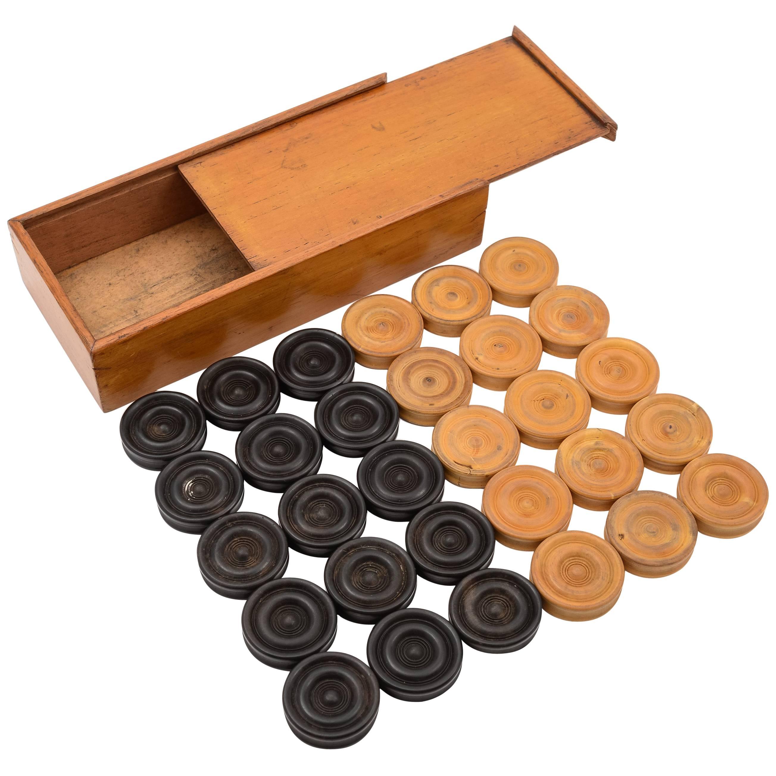 Edwardian Draughts/Backgammon Counters, circa 1905 For Sale