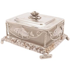Victorian Novelty Silver Plated Butter Dish, circa 1880