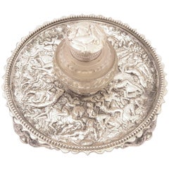 Victorian Silver Plated and Glass Ink Stand, circa 1880