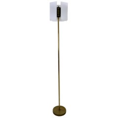 Minimal Used Plexiglass and Brass Floor Lamp by Stilux, Italy