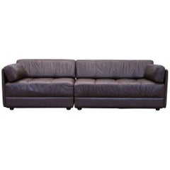 Walter Knoll Designer Sofa Leather Brown Three-Seat Couch Modern