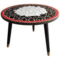 Vintage Japanese Midcentury Tripod Occasional Table Ceramic Top, circa 1950s