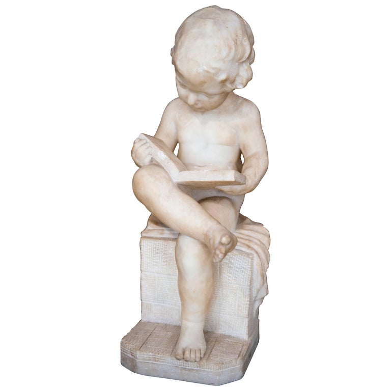 Antique Italian 19th Century Marble Sculpture Putto