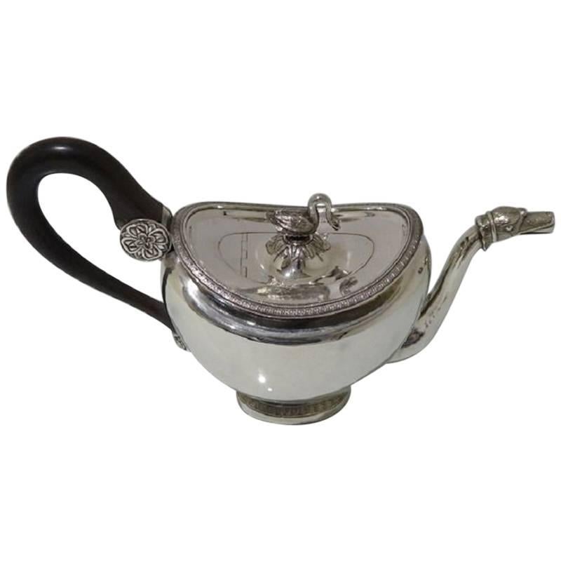 19th Century Antique Silver Teapot circa 1830 Brussels For Sale