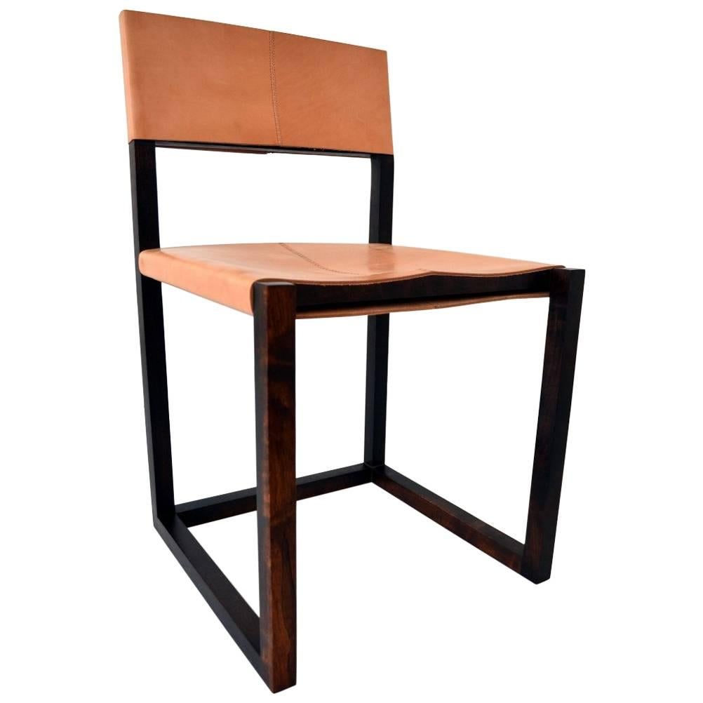 Hawthorne Chair, Contemporary Modern, Wood and Leather For Sale