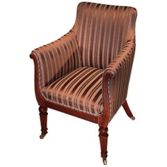 19th Century mahogany tub armchair with striped upholstery
