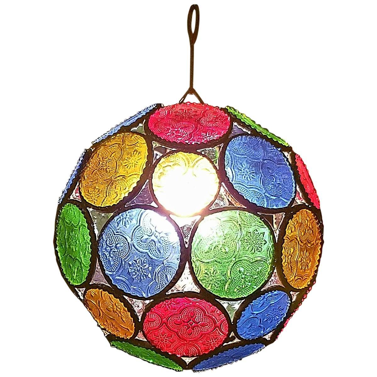 Moroccan All Glass Lantern, Ball Style For Sale