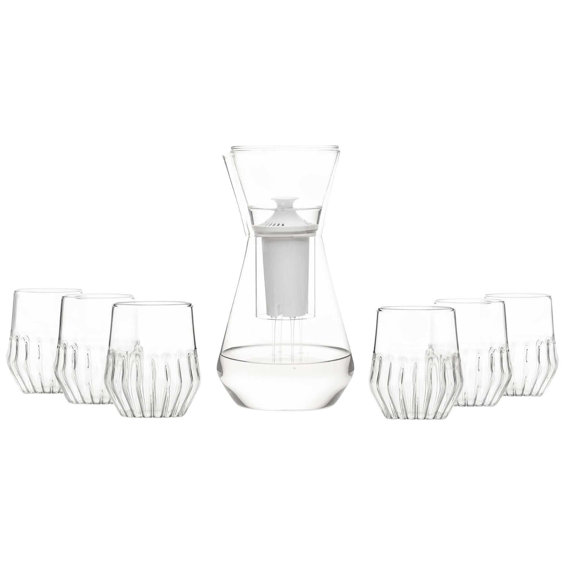 Talise Carafe Pitcher and Six Mixed Small Glasses by fferrone, Czech Republic