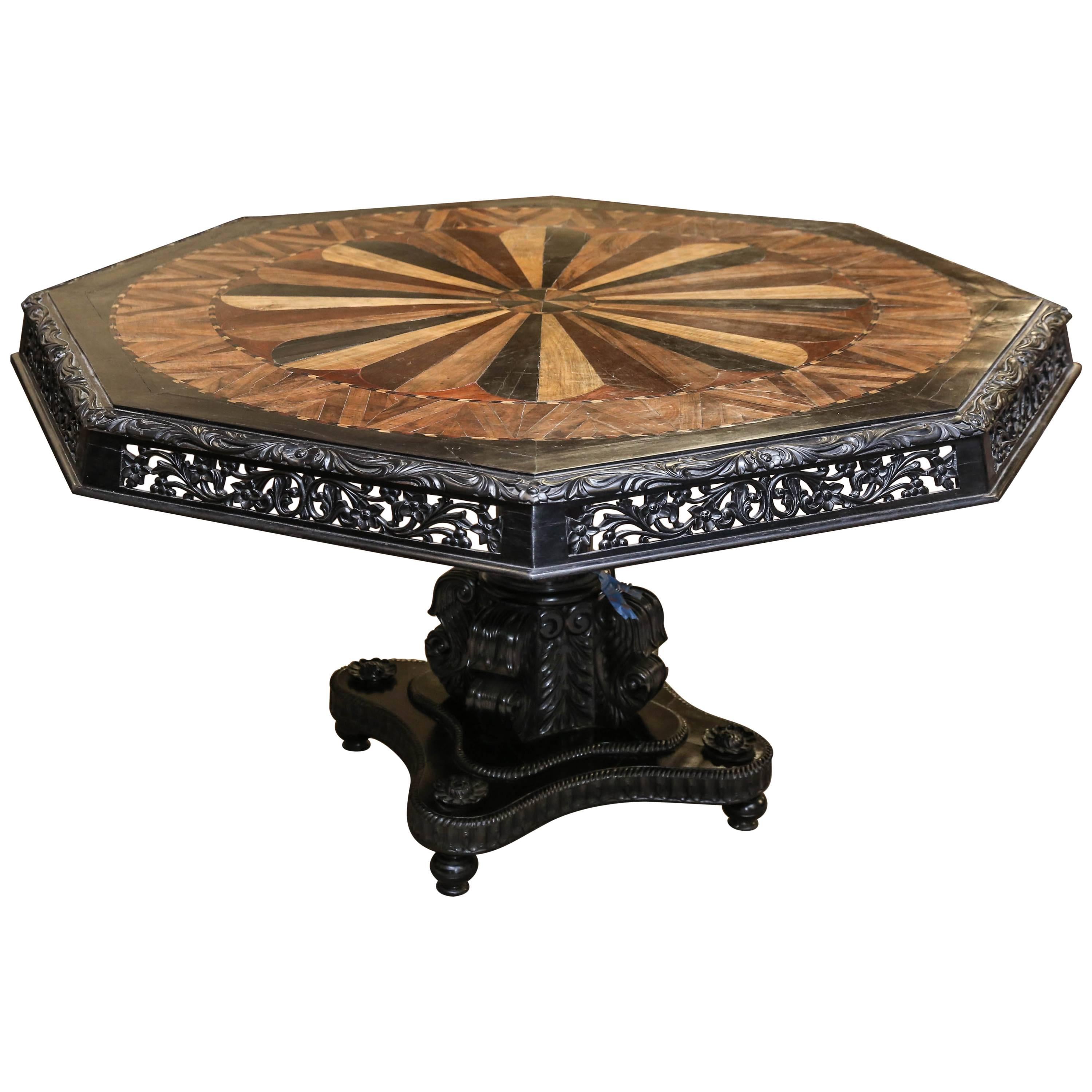 Solid Ebony Hexagonal Specimen Wood Table from Sri Lanka For Sale