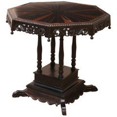 19th Century Solid Ebony Hexagonal Centre Table from Sri Lanka