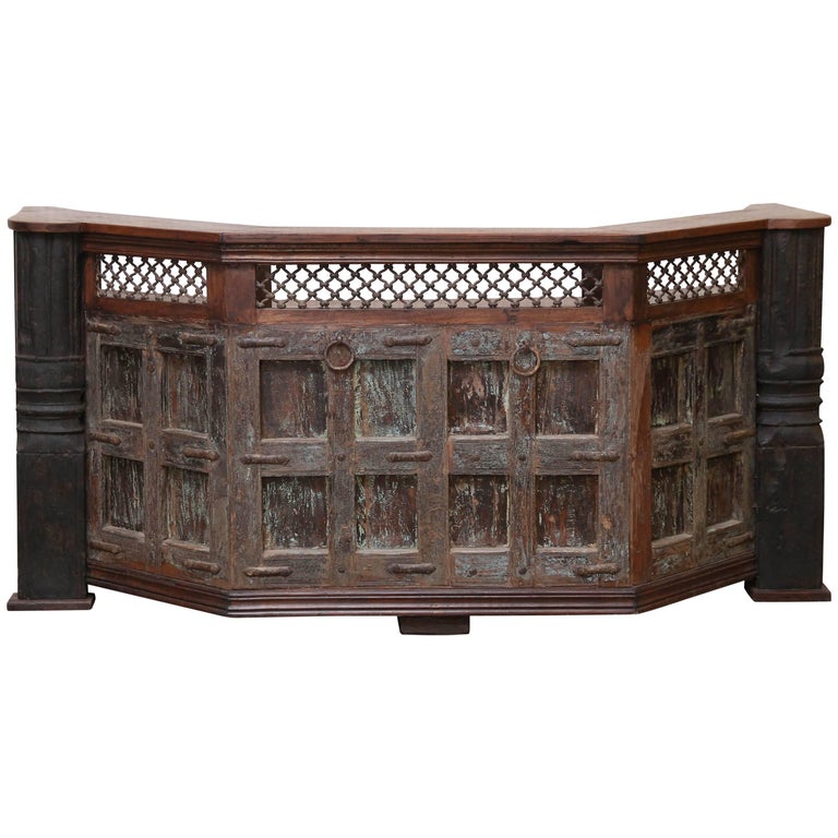 Handcrafted Teak Wood Heavy Bar from a Village Tavern For Sale at 1stDibs