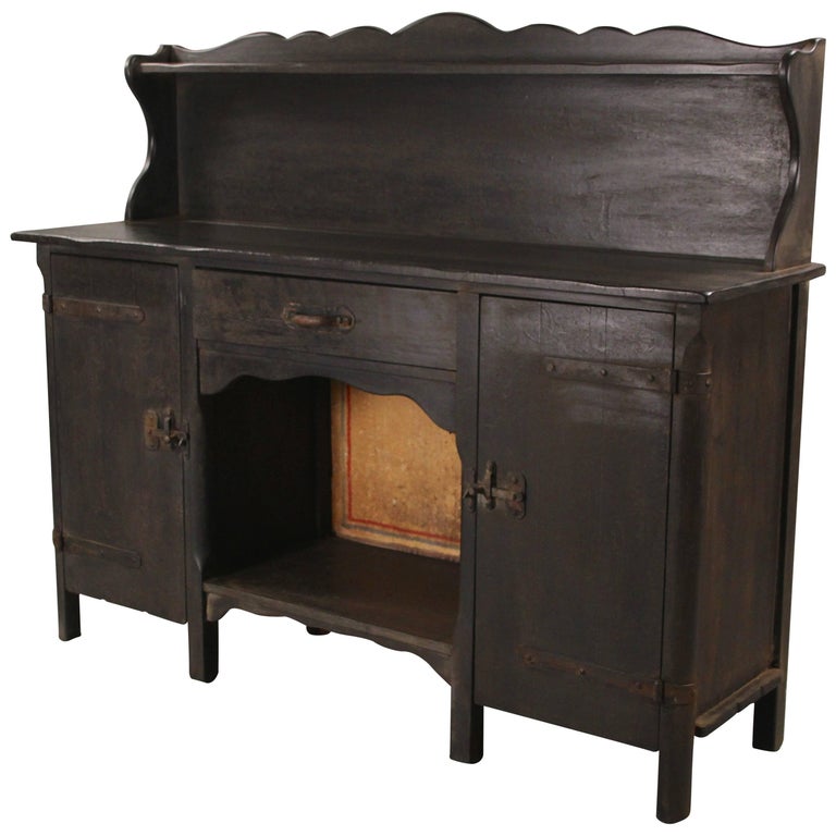 Antique Signed Monterey Sideboard with Old Wood Finish and Iron Hardware at 1stDibs
