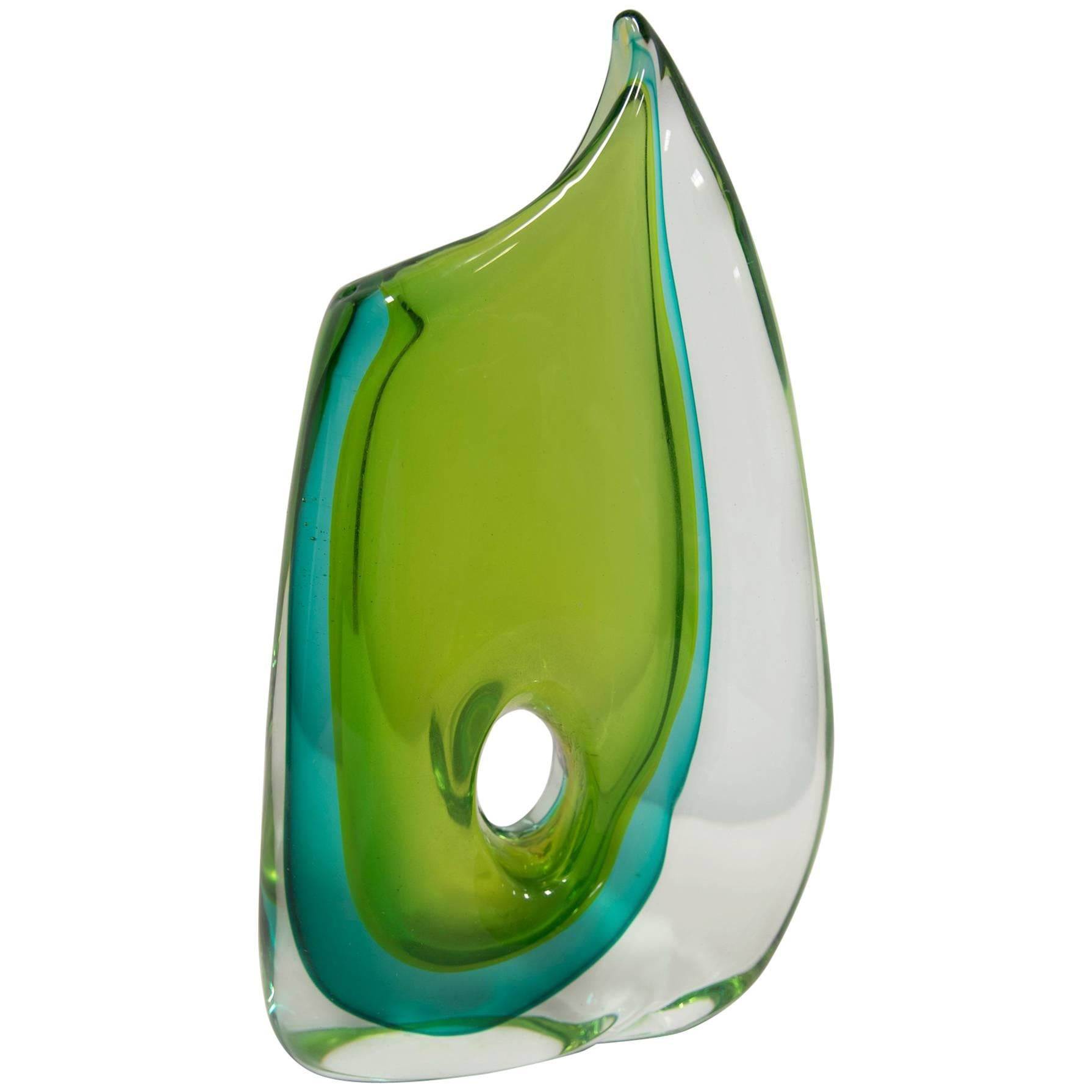 Luciano Gaspari Green Glass Sculpture