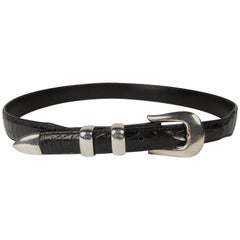 Billy Martin Black Aligator Leather Belt with Doug Magnus Sterling Silver Buckle