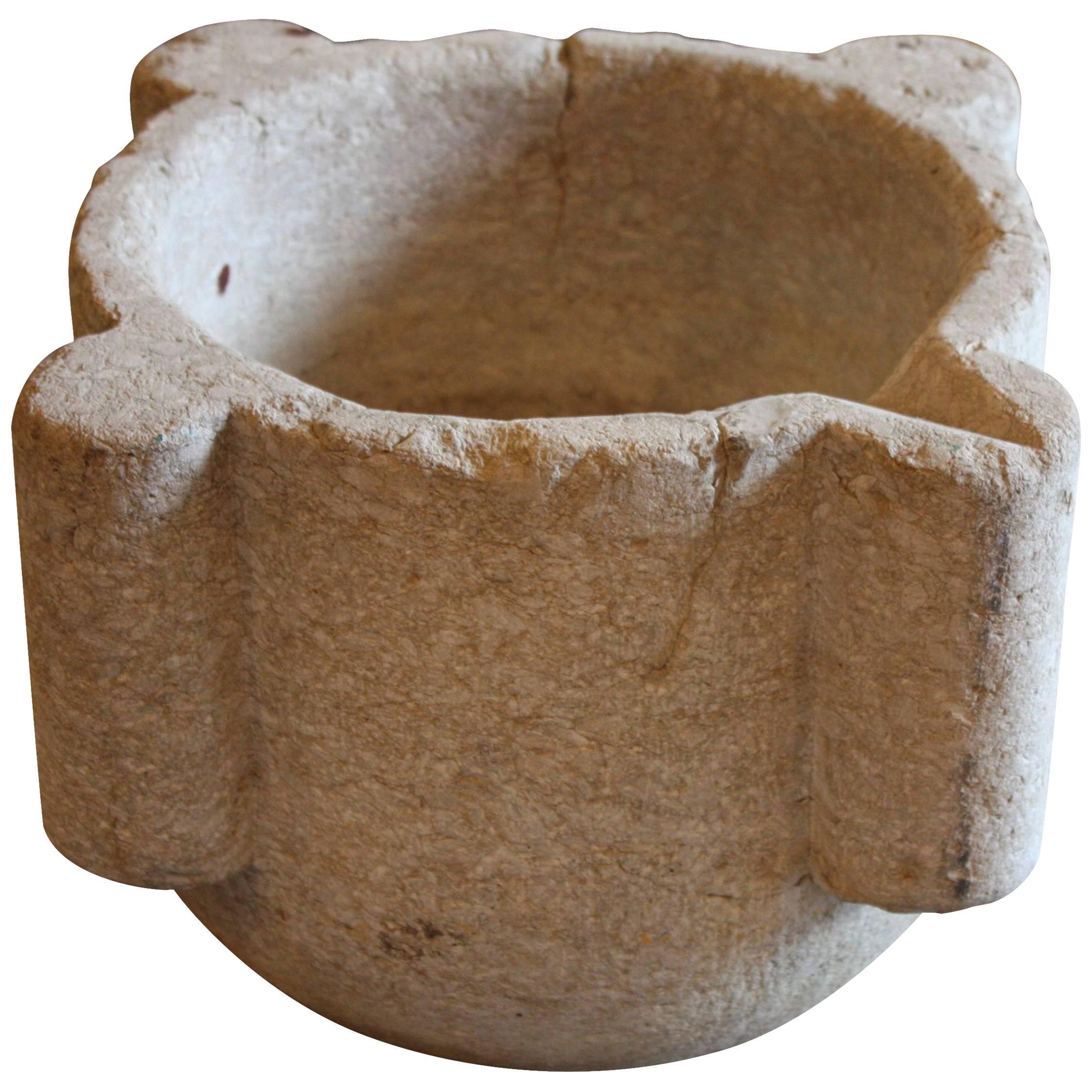 Ancient French Stone Mortar from 18th Century or Earlier